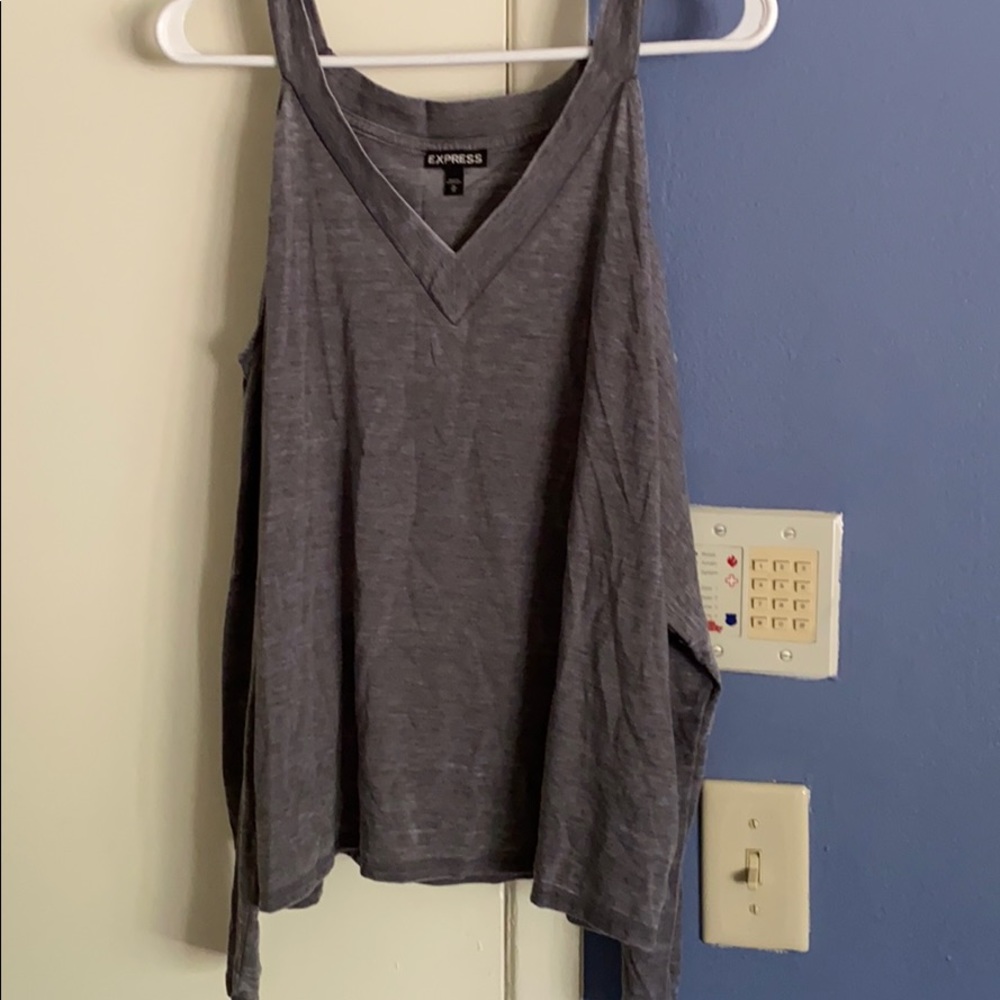 Express cut out shoulder gray top. Size M